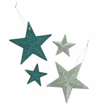 Itens Glitter star set deco hanger e scatter decoração esmeralda, verde claro 9cm/5cm 18 peças