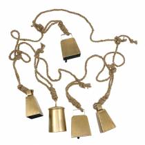 Conjunto de campainha para pendurar metal de latão em corda de 8,2 / 9,5 cm 240 cm