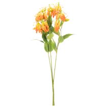 Itens Flor artificial Gloriosa laranja com hastes longas para vasos, 80cm, 3 unidades.
