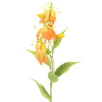 Itens Flor artificial Gloriosa laranja com hastes longas para vasos, 80cm, 3 unidades.