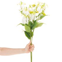 Itens Flor artificial Gloriosa, branca e amarela, elegante ramo florido para decoração, 80 cm, 3 peças.