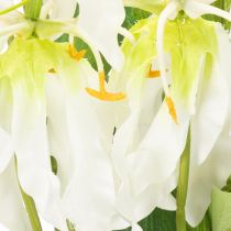 Itens Flor artificial Gloriosa, branca e amarela, elegante ramo florido para decoração, 80 cm, 3 peças.