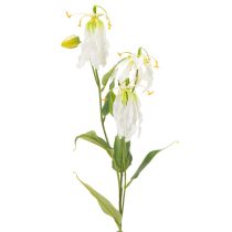 Itens Flor artificial Gloriosa, branca e amarela, elegante ramo florido para decoração, 80 cm, 3 peças.