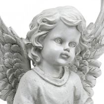 Anjo Grave Figura Anjo Banho Pássaro Decoração Túmulo H26cm
