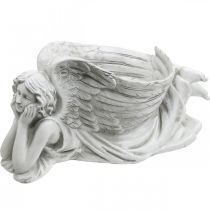 Anjo grave com tigela de planta Anjo de banho de pássaro deitado 39×18×18cm