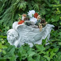Anjo grave com tigela de planta Anjo de banho de pássaro deitado 39×18×18cm