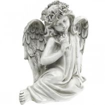 Anjo de sepultura sentado Anjo de decoração de sepultura 20×14×20cm
