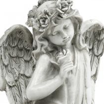Anjo de sepultura sentado Anjo de decoração de sepultura 20×14×20cm
