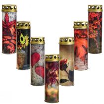 Velas de sepultura velas de luto motivos de outono cor Ø6cm A20cm 6 unid.