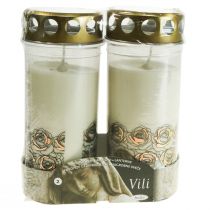 Itens Velas graves rosas brancas luz de luto luz memorial Ø7cm Alt.18cm 90h 2 unidades