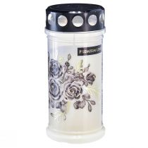 Itens Velas funerárias com motivos florais brancos Ø7,5cm A16,5cm 6 unidades