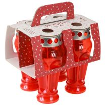 Itens Velas/luzes vermelhas para túmulo, 18 horas de duração, Ø9cm A19cm, 4 peças