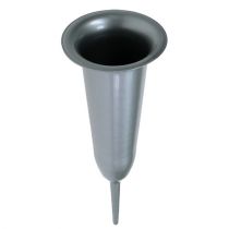 Itens Vaso grave prateado 28,5cm