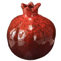 Itens Vaso decorativo romã cerâmica vermelho marrom Ø10,5cm H12cm