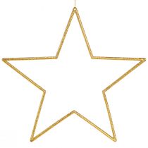 Itens Estrelas decorativas douradas brilhantes de 24 cm para pendurar - Conjunto de 6 enfeites de Natal