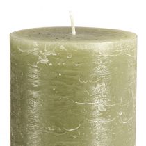 Itens Conjunto de 2 velas grandes em formato de pilar na cor verde-oliva, velas decorativas para mesa e ambiente aconchegante, 85x200mm, longa duração.