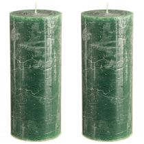Itens Conjunto de 2 velas cilíndricas, verde-escuras, 85x200mm – Velas decorativas elegantes e duradouras para um ambiente acolhedor.