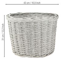Itens Cesto de plantio grande com revestimento metálico, branco-acinzentado, Ø43/34/28cm, conjunto de 3