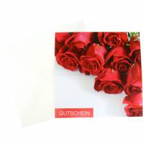 Voucher cartão rosas vermelhas + envelope 1pc