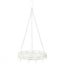 Itens Bandeja de metal decorativa suspensa com ganchos em branco Ø29,5cm Alt.55cm