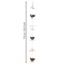 Itens Decoração pendurada verão pássaro de madeira decoração marrom natural branco 118cm
