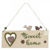 Itens Decoração de janela, decoração para pendurar, placa de madeira "Sweet Home", 25 cm, 2 peças