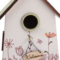 Itens Decoração suspensa decoração de primavera casa de passarinho caixa de nidificação verde branco 19cm