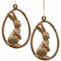 Decoração de Páscoa para pendurar Decoração de coelhinho da Páscoa ovo de ouro 9cm 6uds