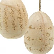 Ovos de Páscoa de madeira Ovos de madeira para pendurar com cordão de juta 7cm 4pcs