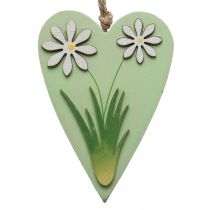 Itens Corações decorativos para pendurar com flores madeira verde, branco 8.5×12cm 4pcs