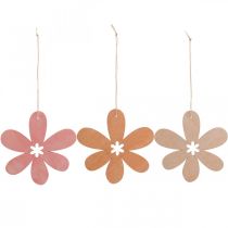 Pingente flor Deco de madeira flor de madeira laranja/rosa/amarelo 12 peças