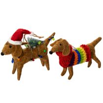 Itens Enfeite decorativo de cachorro dachshund para árvore de Natal, 16 cm, 2 peças.