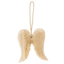 Itens Pingente de asa de anjo de madeira para decoração suspensa, 12 cm