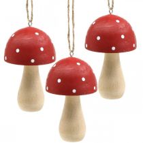Cogumelos decorativos fly agaric cogumelos de madeira para pendurar H8.5cm 6pcs