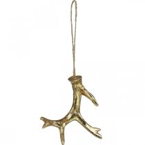 Itens Decoração de pingente de Natal chifres decorações de árvores ouro 7,5 cm 6 unidades