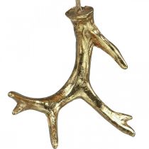Pingente de natal decoração de árvore de chifre de ouro 7,5 cm 6 peças