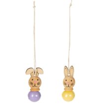 Itens Pingentes de madeira em forma de coelho da Páscoa para decoração de árvores de primavera e Páscoa, 4 cm, 12 peças.
