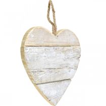 Coração de madeira, coração decorativo para pendurar, coração deco branco 20cm
