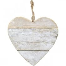 Coração de madeira, coração decorativo para pendurar, decoração coração branco 24cm