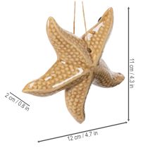 Itens Estrela-do-mar decorativa de cerâmica para pendurar, com um toque marítimo, decoração de verão para a casa, 12 cm, 2 peças