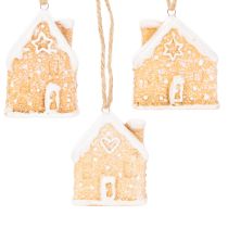 Itens Casinha de Gengibre de Cerâmica para Pendurar, Decoração de Inverno Natalina, 6cm, 3 peças