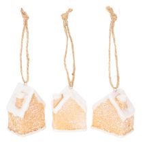Itens Casinha de Gengibre de Cerâmica para Pendurar, Decoração de Inverno Natalina, 6cm, 3 peças