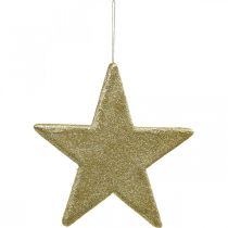 Pingente de estrela de decoração de natal glitter dourado 30cm 2uds