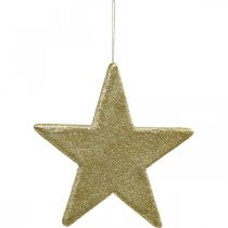 Itens Pingente de estrela de decoração de natal glitter dourado 30cm 2uds