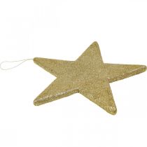 Itens Pingente de estrela de decoração de natal glitter dourado 30cm 2uds