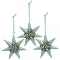 Pingente de Natal estrela decorativa para pendurar Mint 4pcs