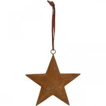 Pingente de Natal estrela de metal estrela ferrugem look Alt. 13,5cm