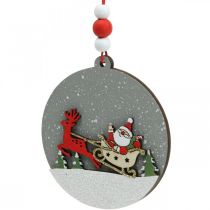 Itens Pingente de Natal redondo decoração de madeira para pendurar Ø8,5cm 6uds