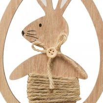 Pendente decorativo de madeira decoração de Páscoa coelho no ovo 9×1,5×23cm 6 peças