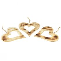 Itens Corações decorativos de madeira para pendurar coração queimado em coração 20 cm 3 unidades
